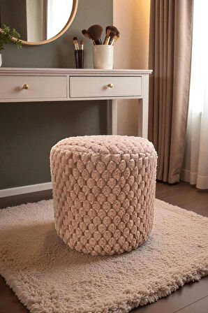 Silindir Puf - Mılano Yumuşak Rabbit Kumaş (Tavşan Tüyü) Modern Konforlu Dekoratif Puf&bench