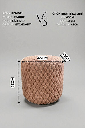 Silindir Puf - Mılano Yumuşak Rabbit Kumaş (Tavşan Tüyü) Modern Konforlu Dekoratif Puf&bench