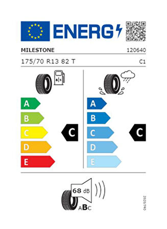 Milestone 175/70 R13 TL 82T CARMILE Yaz Lastiği (Üretim Tarihi:2025)
