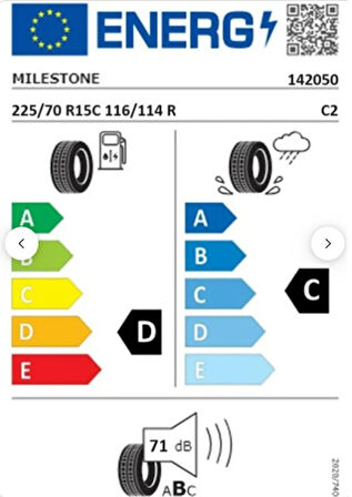 Mılestone 225/70 R15 C TL 116/114R 10PR VANMILE Kamyonet Yaz Lastiği (Üretim Tarihi:2025) 