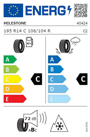 Milestone 195 R14 C TL 106/104R 8PR WINTIDE Kamyonet Kış Lastiği (Üretim Tarihi:2024)