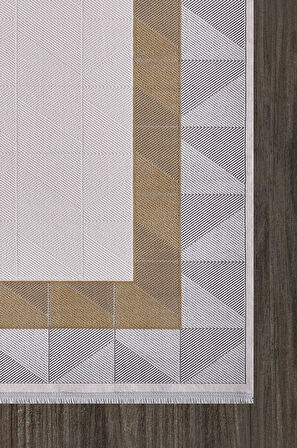 Artemis Halı Mina 09101D Gri Gold Çerçeve Desen Bambu Halı