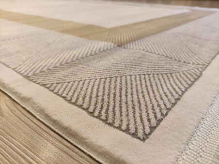 Artemis Halı Mina 09101D Gri Gold Çerçeve Desen Bambu Halı