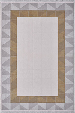 Artemis Halı Mina 09101D Gri Gold Çerçeve Desen Bambu Halı