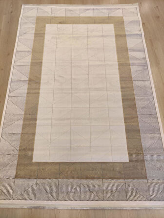 Artemis Halı Mina 09101D Gri Gold Çerçeve Desen Bambu Halı