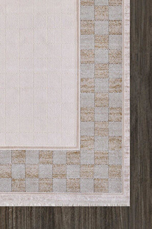 Artemis Halı Mina 09106B Bej Gold Çerçeve Desen Bambu Halı