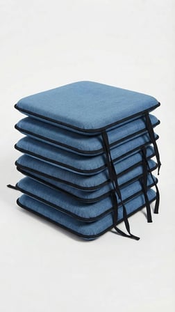 BAHÇE BALKON MUTFAK KREŞ SANDALYE MİNDERİ FERMUARLI 40X40 6 ADET DÜZ MAVİ 5 CM GRİ SÜNGER