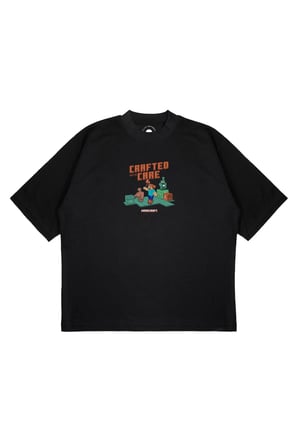 Unisex Oversize MINECRAFT CRAFTED Baskılı Boxy Fit Kalın Kumaşlı (240gsm) T-shirt