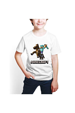 Minecraft Dijital Baskılı Unisex Çocuk Tişört