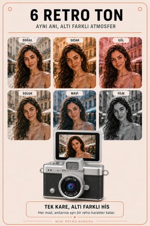 Mini Dijital Kamera Retro Tasarım HD Video Selfie Çekim 180° Döndürülebilir Ekran Taşınabilir Kamera
