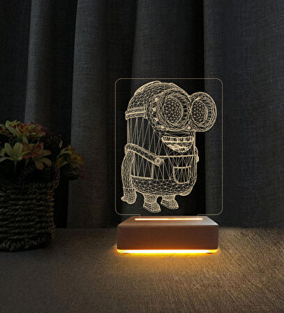 Minion Lamba  3d Led Masa Lambası Doğum Günü  Hediyesi Lamba