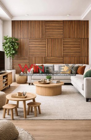 WİNFLEX MİNİ EKO AKUSTİK AHŞAP PANEL TEAK RENK - 60X60CM