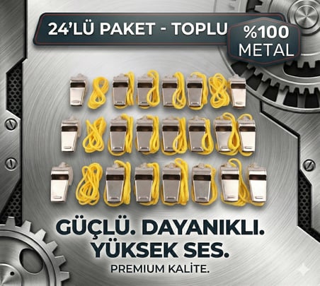 Metal Ipli Hakem ve Deprem Düdüğü (24'lü)