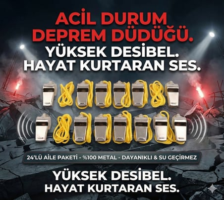 Metal Ipli Hakem ve Deprem Düdüğü (24'lü)