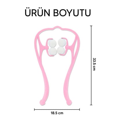 Boyun Bacak Ayak Bel Masaj Aleti Çok Fonksiyonlu Manuel 4 Tekerlekli - Pembe