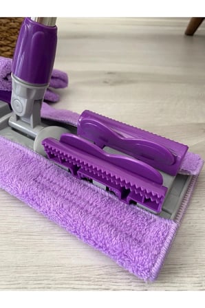 Teleskobik Cam Yer Tan Silme - İstediğin Bezi Tak Kullan - 4 Mandallı -Yedek Bezli Mop Seti
