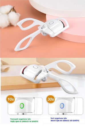 Uçlu Elektrikli Kirpik Kıvırıcı 2 Sıcaklık Modlu USB Şarjlı Kolay Rimel Kirpik Bigudisi