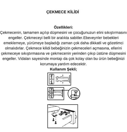 Bebek Çuk Koruma Kilidi - Dolap Çekmece Kilidi Sürü Kilit