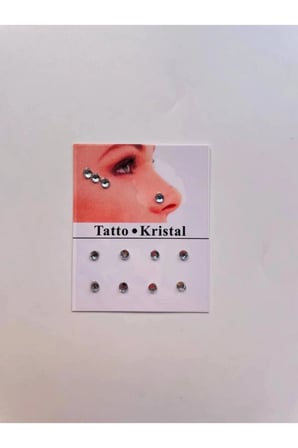 Yüz Taşı Kristal - B, Vücut Taşı, Tattoo Makyaj Taşı, Yapışkanlı, 12 Adet