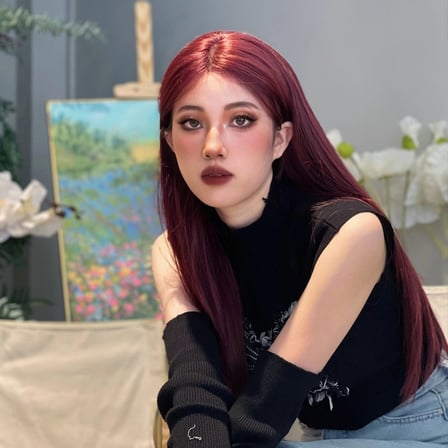Kızıl rengi Düz Tül Peruk