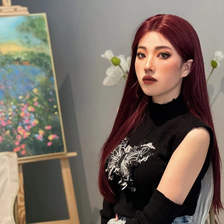 Kızıl rengi Düz Tül Peruk