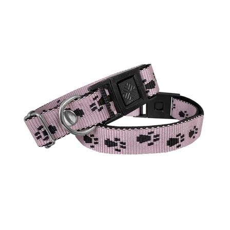 Köpek Tasması Patili Dokuma 2 cm - Min: 30 cm - Max: 50 cm Açık Pembe