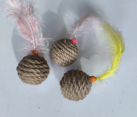 Jut Halat Örgü Kedi Oyun Topu 5 cm
