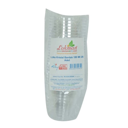 Lüks Kristal Bardak Sert Plastik   Su Otomat Bardağı 180 Ml 25 li 1 Paket