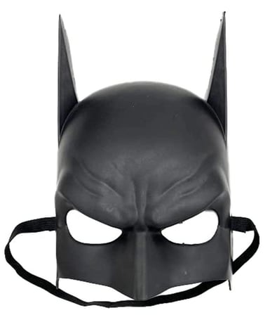 Siyah Renk Çuk Boy Arkadan Lastikli Batman Maskesi A Kalite  20x14 cm