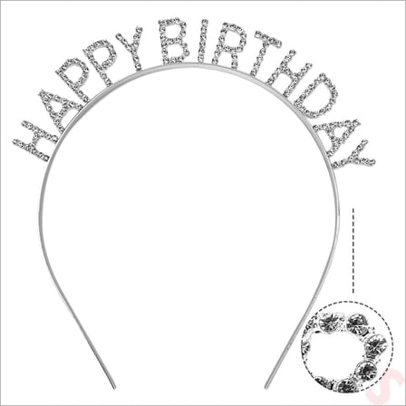Kristal Taşlı Happy Birthday Doğum Günü Tacı İthal Ürün A Kalite 17x16 cm