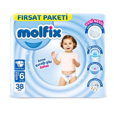Bebek Bezi Fırsat Paketi 6 Beden 15+ Kg 38 Adet