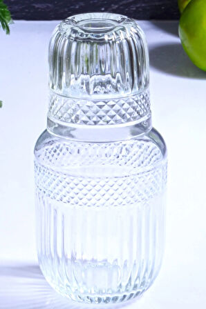 Cam Arya Bardaklı Başucu Sürahi 650 ml