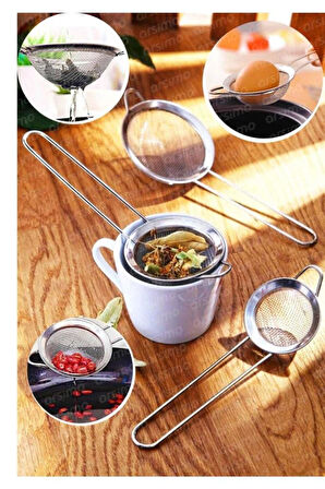 Çelik 3 Boy Çay Süzgeçi 3'lü Süzgeç