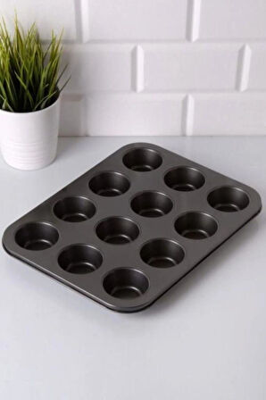 12'li Kek Kalıbı Yanmaz Yapışmaz Muffin Cupcake Kalıbı Kek Kalıbı
