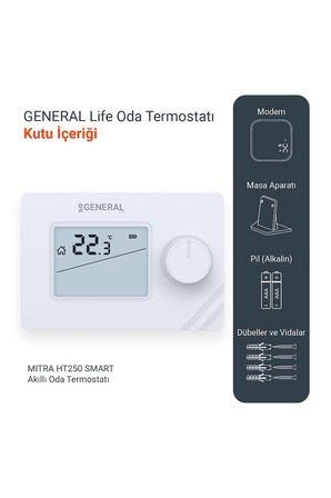 Mitra HT250 RF SMART Kablosuz Akıllı Oda Termostatı - Beyaz