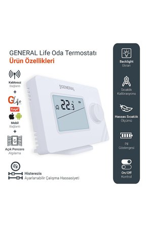 Mitra HT250 RF SMART Kablosuz Akıllı Oda Termostatı - Beyaz