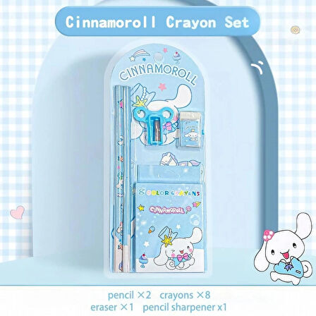Sanrio Kuromi My Melody Cinnamoroll Kırtasiye Seti 12 Parça Cinnamoroll Kırtasiye Seti
