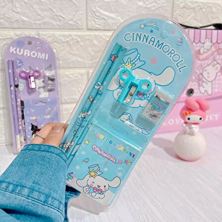 Sanrio Kuromi My Melody Cinnamoroll Kırtasiye Seti 12 Parça Cinnamoroll Kırtasiye Seti