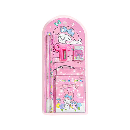 Sanrio My Melody Cinnamoroll Kuromi Kırtasiye Seti 12 Parça My Melody Kırtasiye Seti