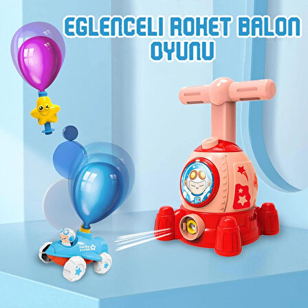 Balon Uçan Astronot Ve Havalı Manuel Pompalı Balon Araba Eğitici Oyuncak Seti Uzay Seti Montessori