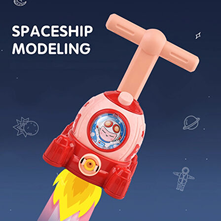 Balon Uçan Astronot Ve Havalı Manuel Pompalı Balon Araba Eğitici Oyuncak Seti Uzay Seti Montessori