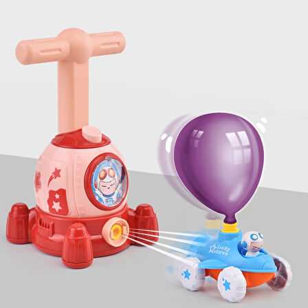 Balon Uçan Astronot Ve Havalı Manuel Pompalı Balon Araba Eğitici Oyuncak Seti Uzay Seti Montessori