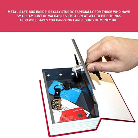  Kitap Şeklinde Bordo Büyük Boy Gizli Güvenlik Kitap Görünümlü Hazine Güvenlik Para Kasası