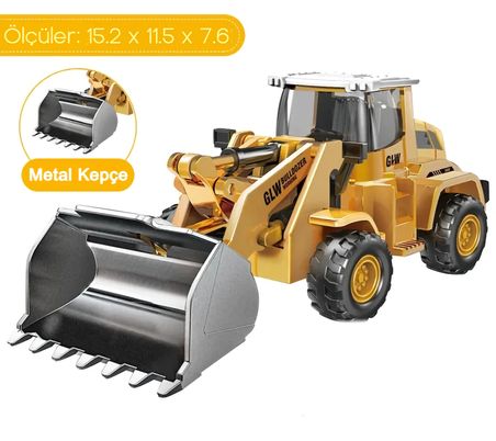 Diecast Oyuncak Kepçe Metal İnşaat Araçları Hareketli Oyuncak Model Kepçe Kutulu Buldozer