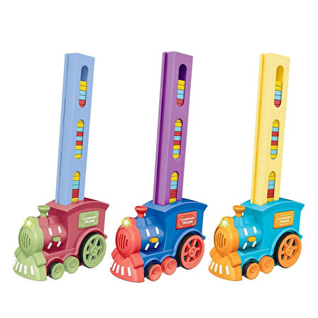 Domino Taşı Dizen Tren Pilli Sesli Işıklı Hareketli 60 Parça Eğitici Tren Oyunu