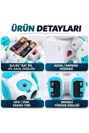 Uzaktan Kumandalı Disk Atan Sesli Işıklı Renkli Sevimli Robot Disk Fırlatan Robot Oyuncak Robot