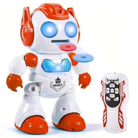 Uzaktan Kumandalı Disk Atan Sesli Işıklı Renkli Sevimli Robot Disk Fırlatan Robot Oyuncak Robot
