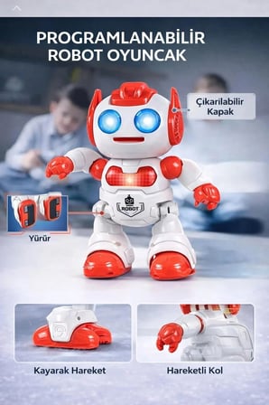 Uzaktan Kumandalı Disk Atan Sesli Işıklı Renkli Sevimli Robot Disk Fırlatan Robot Oyuncak Robot