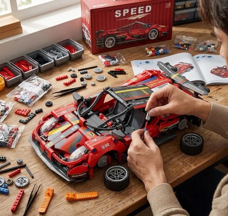 Lego Ferrari Yarış Arabası Lego Araba Yapı Blok Oyuncak Araba - 513 Parça