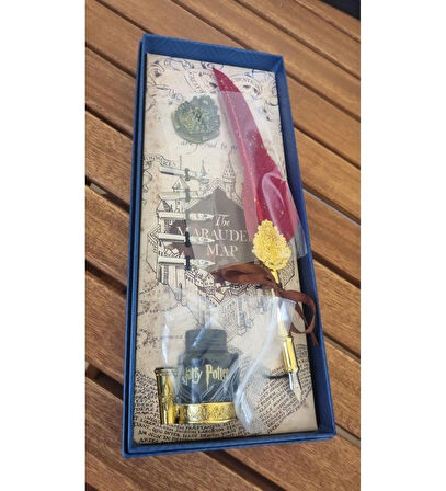 Harry Potter Baskılı Özel Tasarım Divit Hokka Seti Masaüstü Tüylü Divit Kalem Mürekkep Hediyelik Set